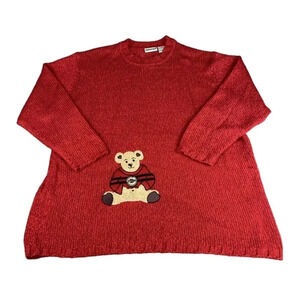 Womens Plus Fashion Bug Red Fashion Bear University Christmas Sweater Size 18/20
